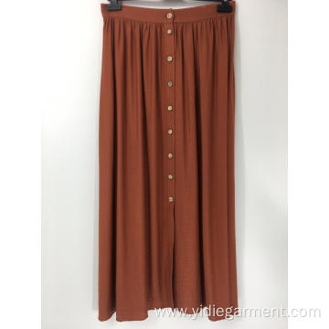 Button Front Rust Coloured A line Skirt